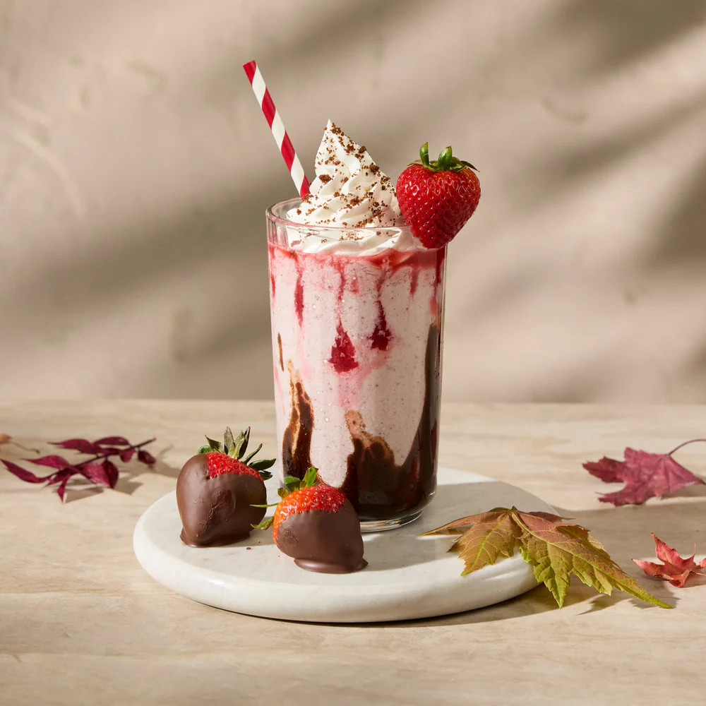 Strawbery Shoke Chocolate Covered Strawberry Shake – Big Train