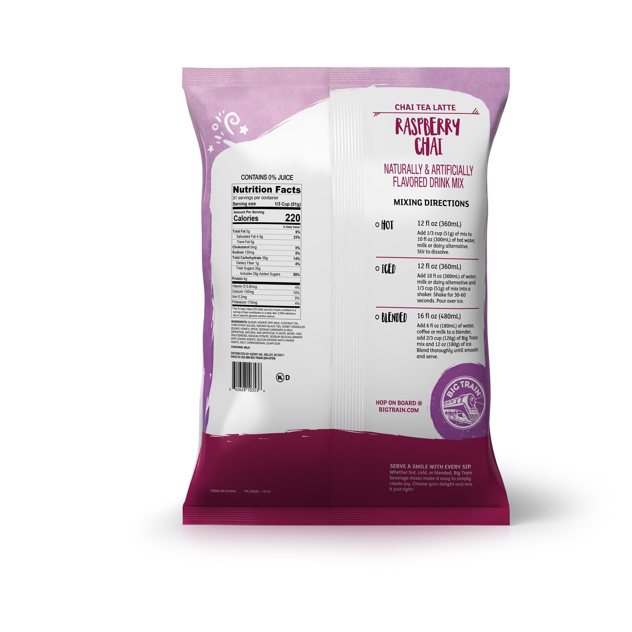 Big Train Raspberry Chai Tea Latte Beverage Mix