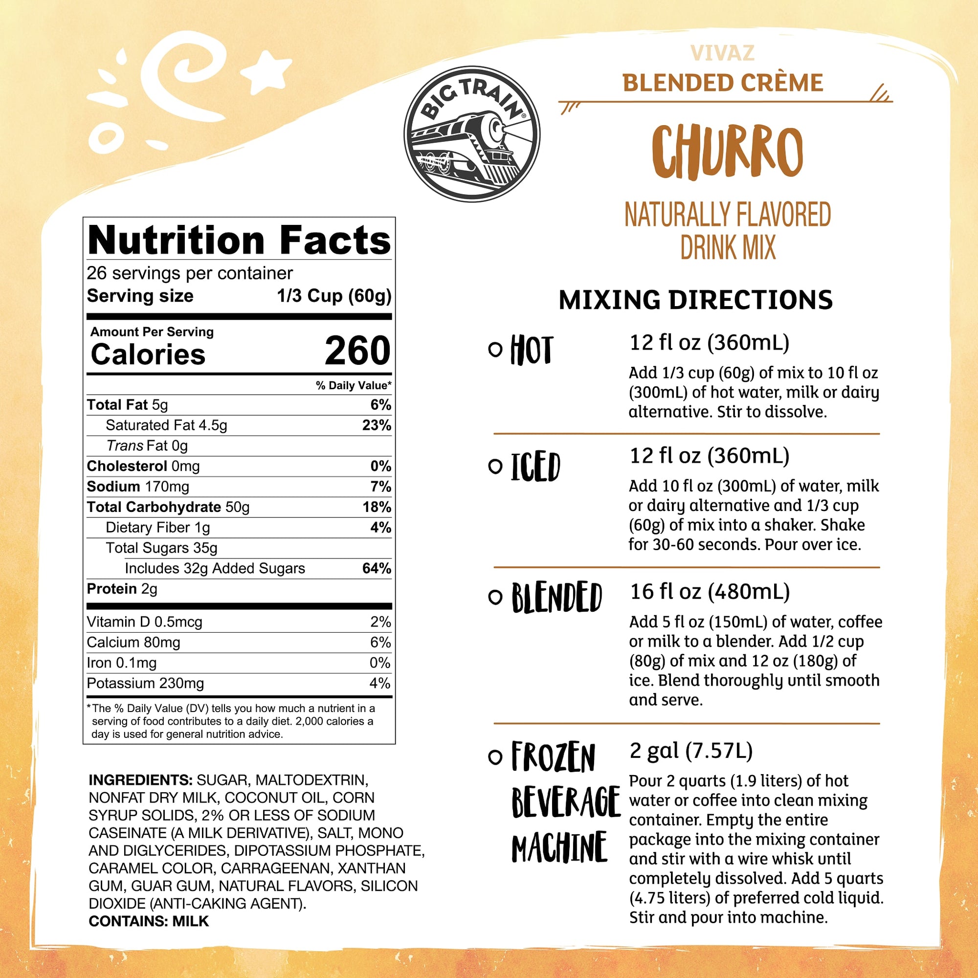 Vivaz Churro Blended Creme Beverage Mix