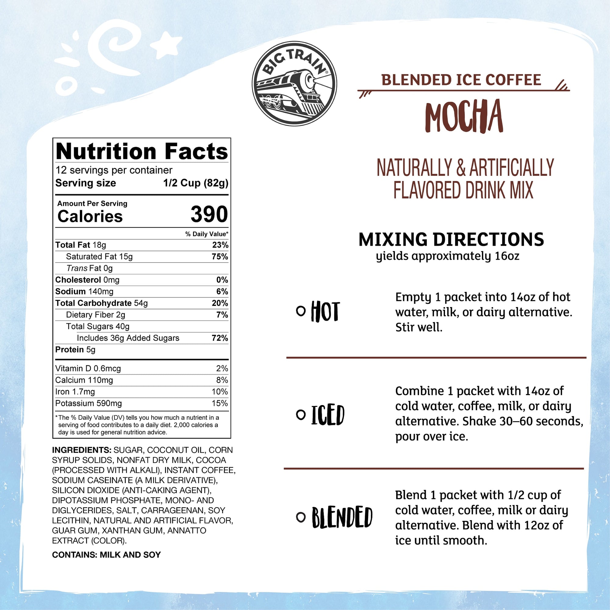 Mocha Blended Iced Coffee Beverage Mix Sachet
