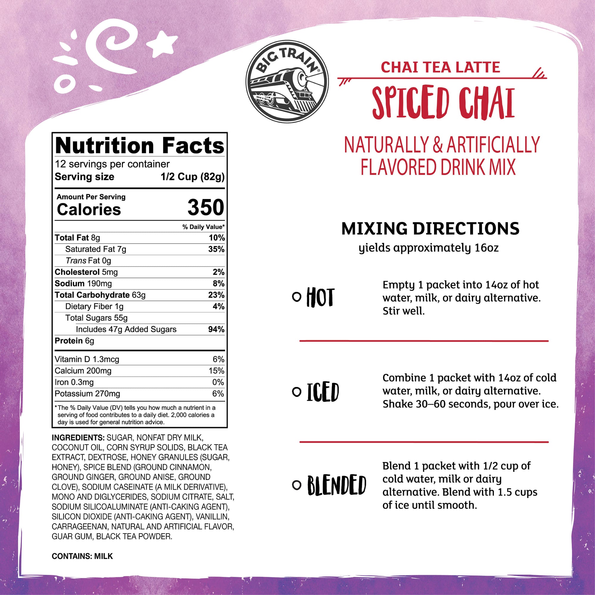 Spiced Chai Tea Latte Beverage Mix Sachet