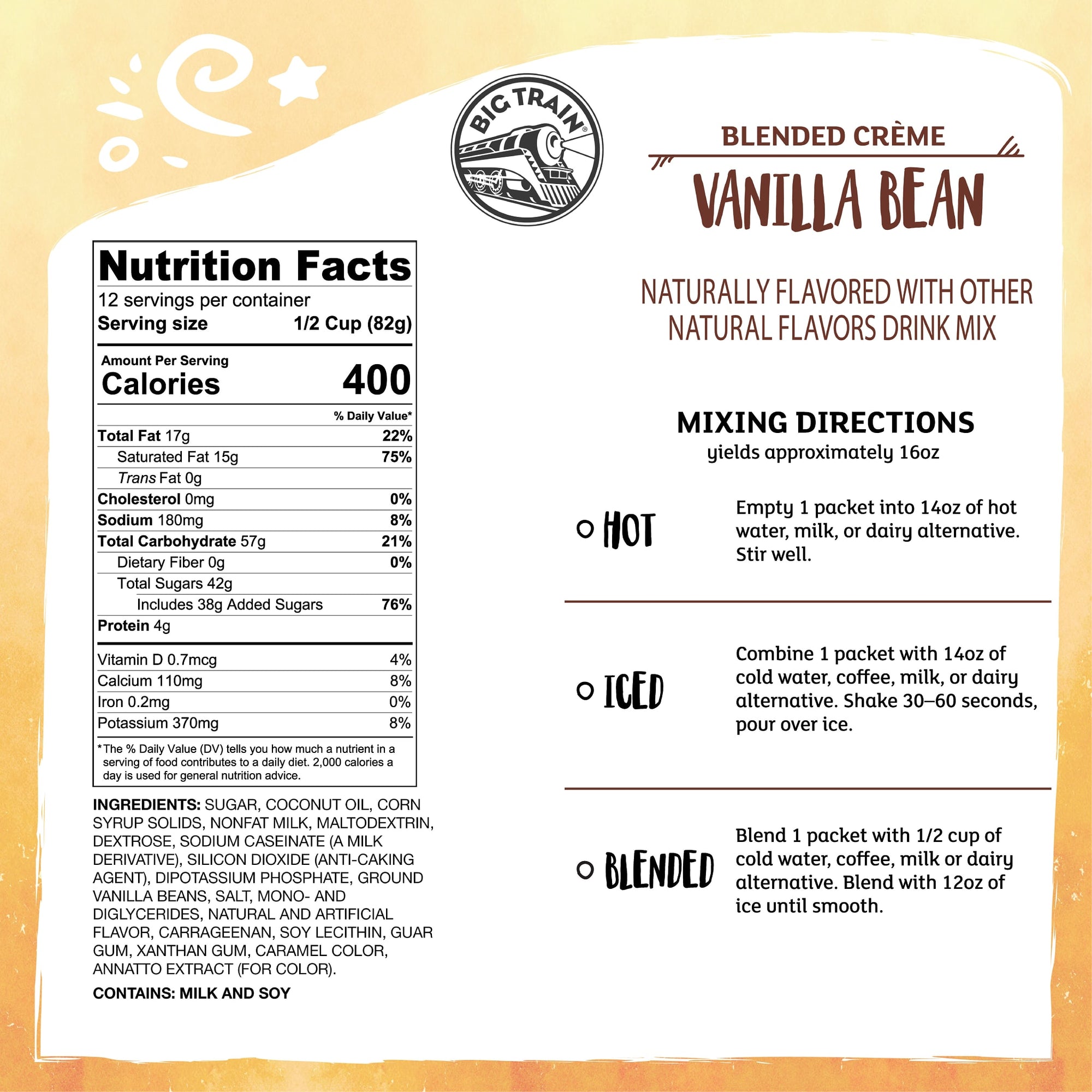 Vanilla Bean Blended Creme Beverage Mix Sachets